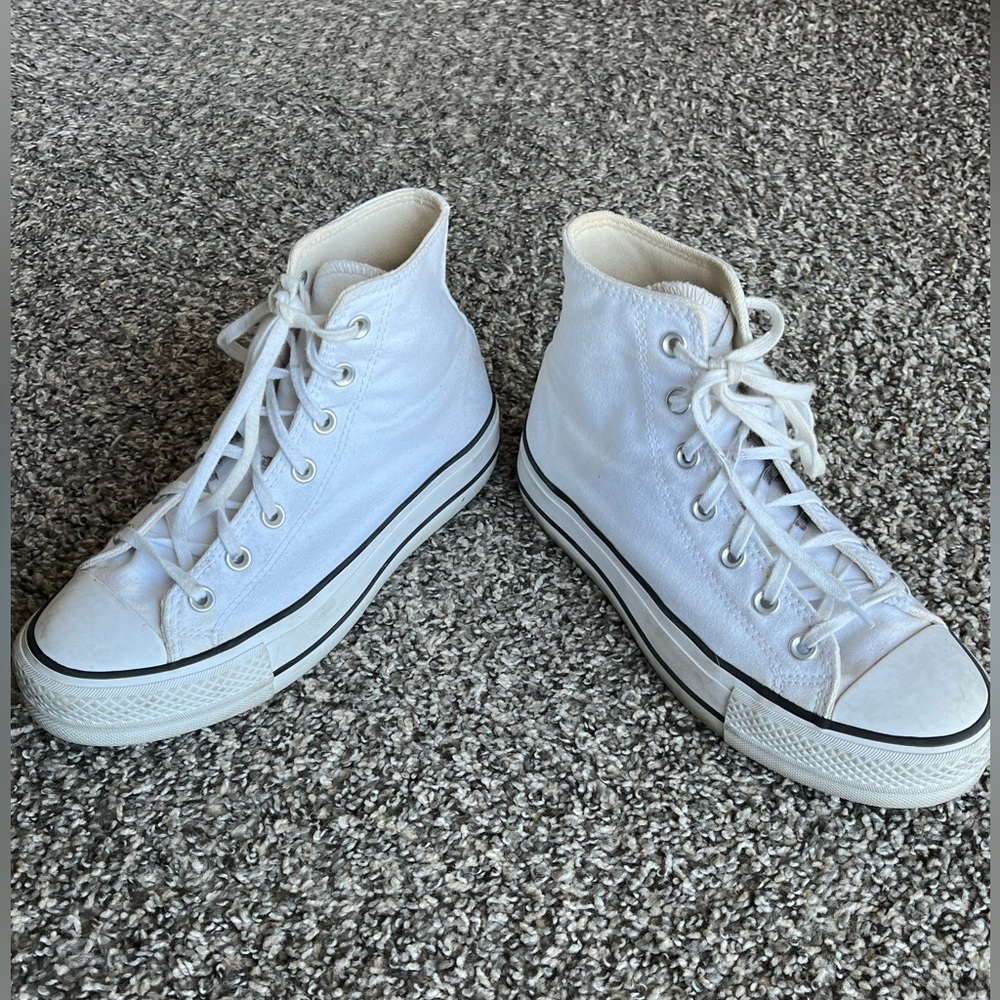 Converse Chuck Taylor Trainers Womens 8 White High Top Shoes Hipster Skater Alt - Picture 3 of 6